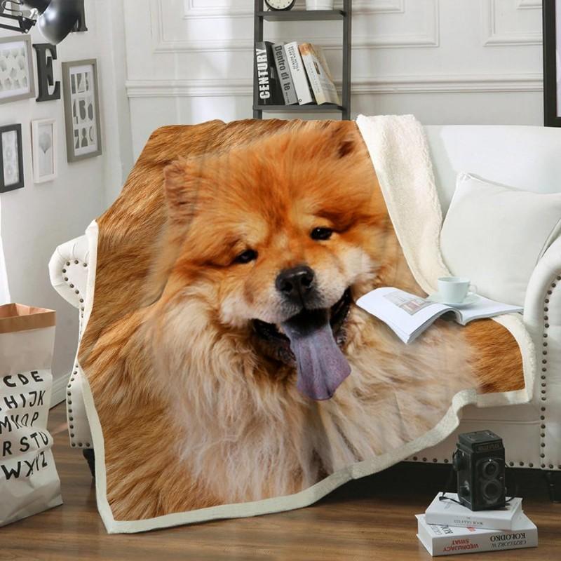 Chow Chow Dog Portrait Fur Printed Blanket