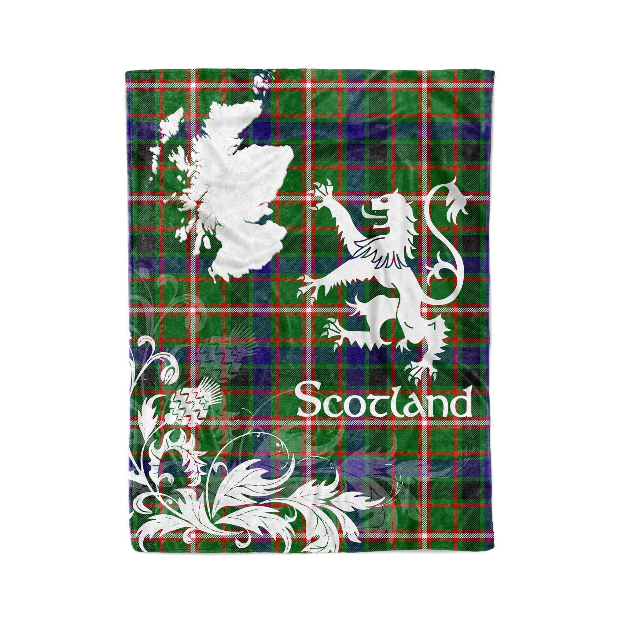 Tartan Plaid Fleece Blanket Tartan Blanket Thistle And Lion Scottish Clan Reid Green Plaid Blanket