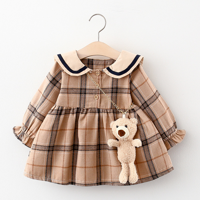 2022 Fall Newborn Baby Girl Dress Clothes Toddler Girls Princess Plaid Birthday Dresses For Infant Baby Clothing 0-2y Vestidos alx