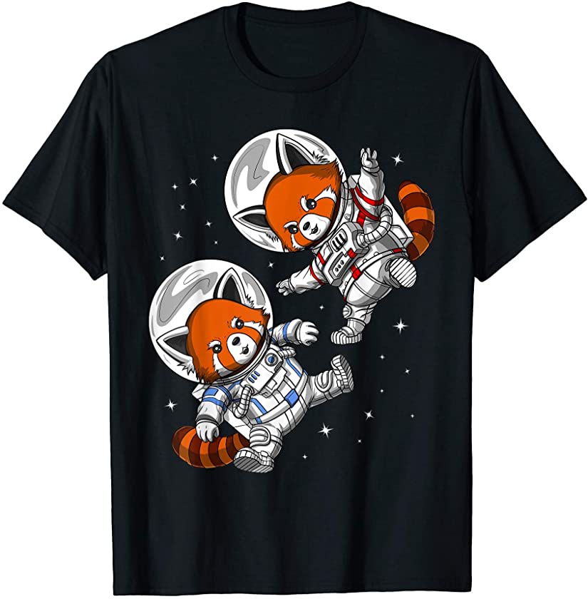 Red Panda Bear Astronaut Space Funny Animal Kids Boys Girls T-Shirt