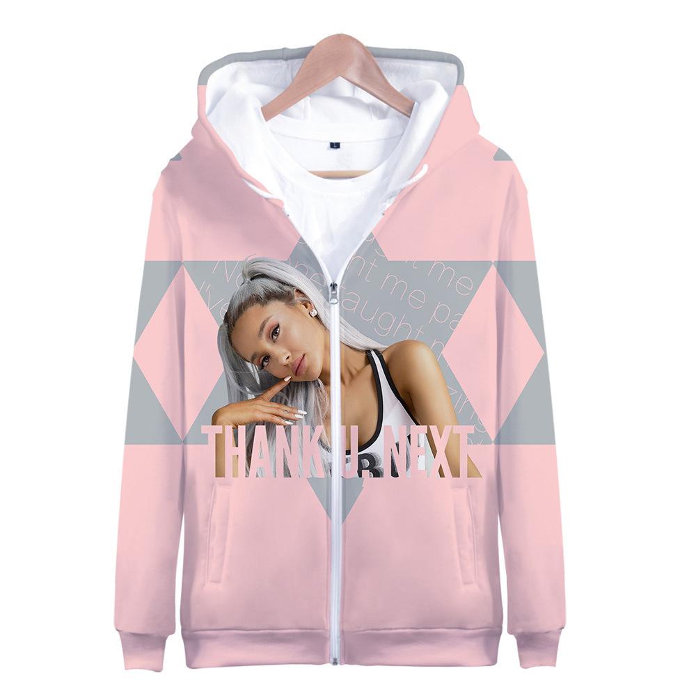 Ariana Grande Full Zip Hoodie With Pocket Long Sleeve Hooded Sweatshirt For Women