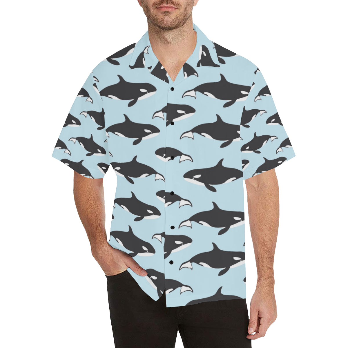 Killer Whale Pattern Print Design 01 Hawaiian Shirt