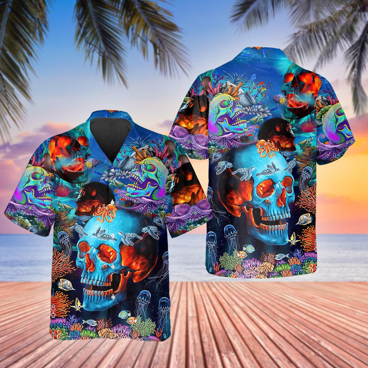 Marine Vibe Skull Art Hawaii Shirt For Men Women Ha43325