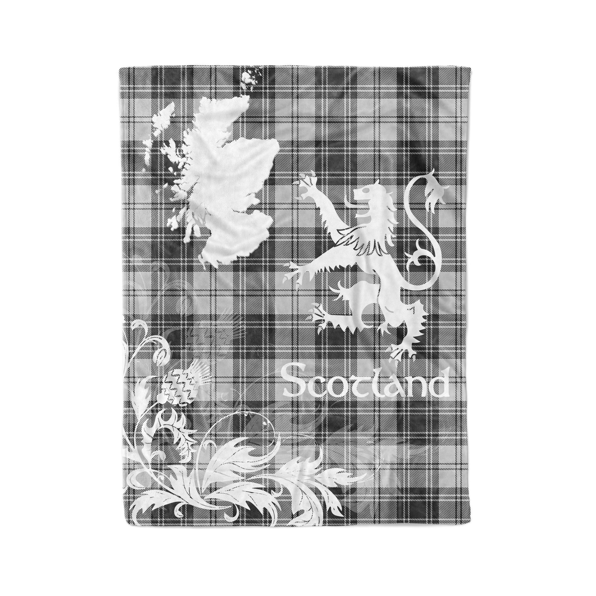 Tartan Plaid Fleece Blanket Tartan Blanket Thistle And Lion Scottish Clan Douglas Grey Modern Plaid Blanket