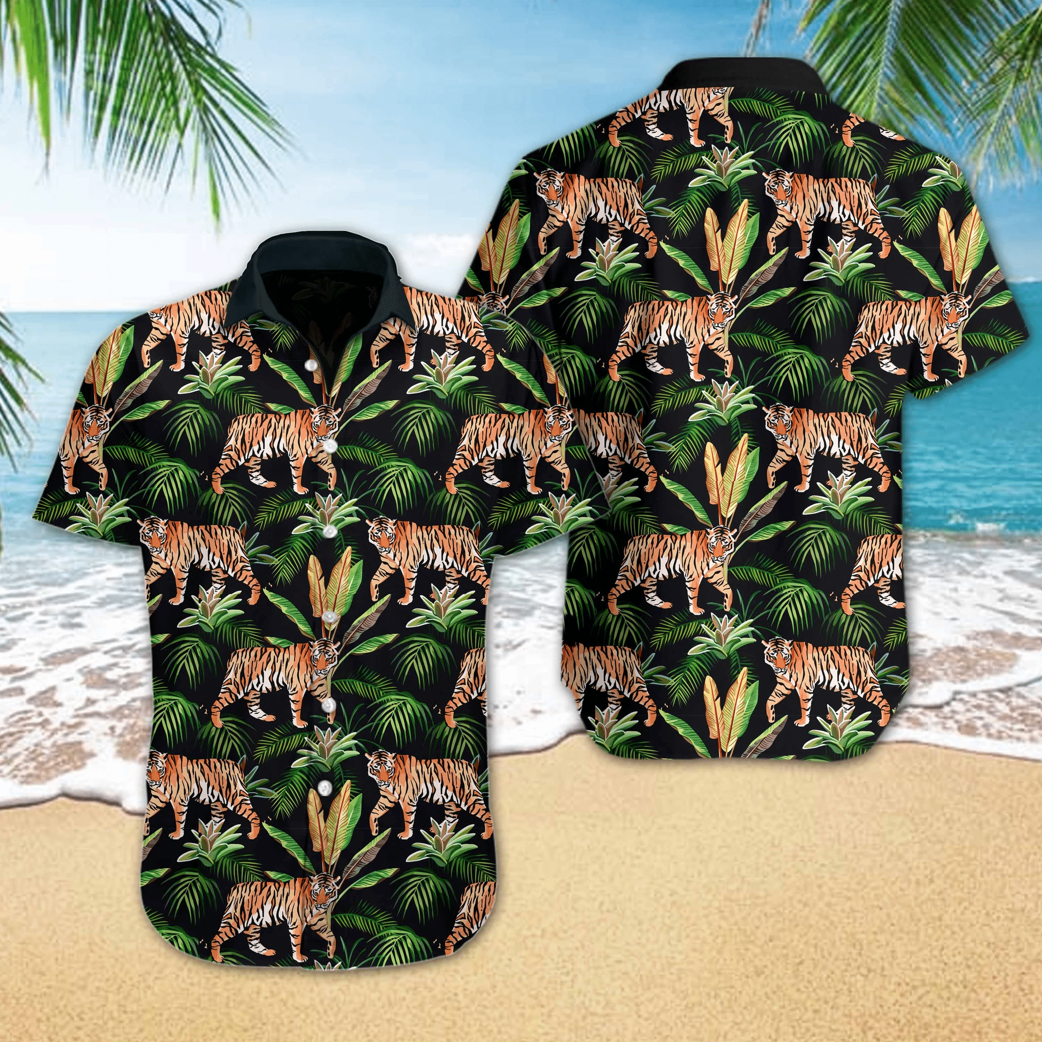 Hawaii Aloha Shirts Tiger Tropical Ha92716