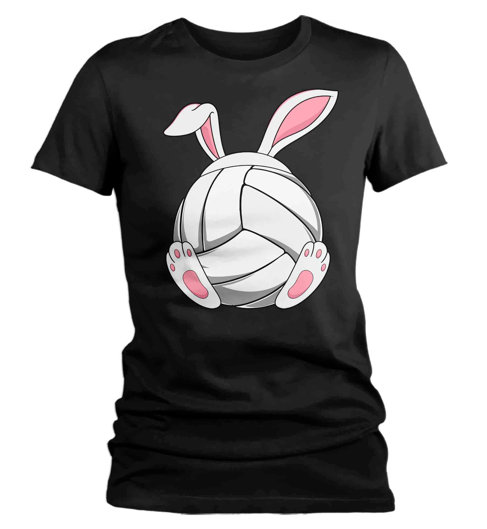 Women’S Funny Easter T Shirt Volleyball Bunny Shirt Rabbit Ears Feet Volleyball Coach Gym Teacher Tshirt Gift Easter Tee Ladies Woman