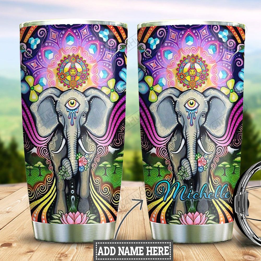 Hippie Elephant Personalized Htc0812008 Stainless Steel Tumbler