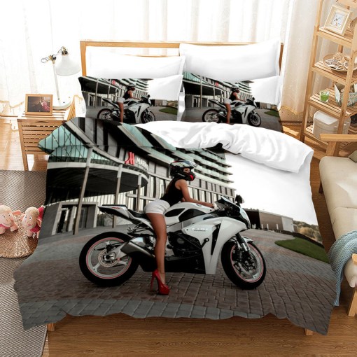 The Motorcycle Girl 5 Duvet Cover Pillowcase Home Decor 3D Bedding Set 3