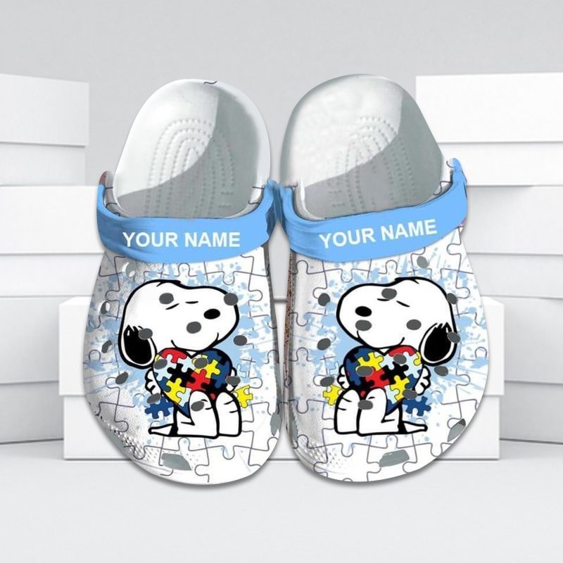 Custom Name Autism Awareness Crocs Snoopy Crocband Clog Shoes For Men Women