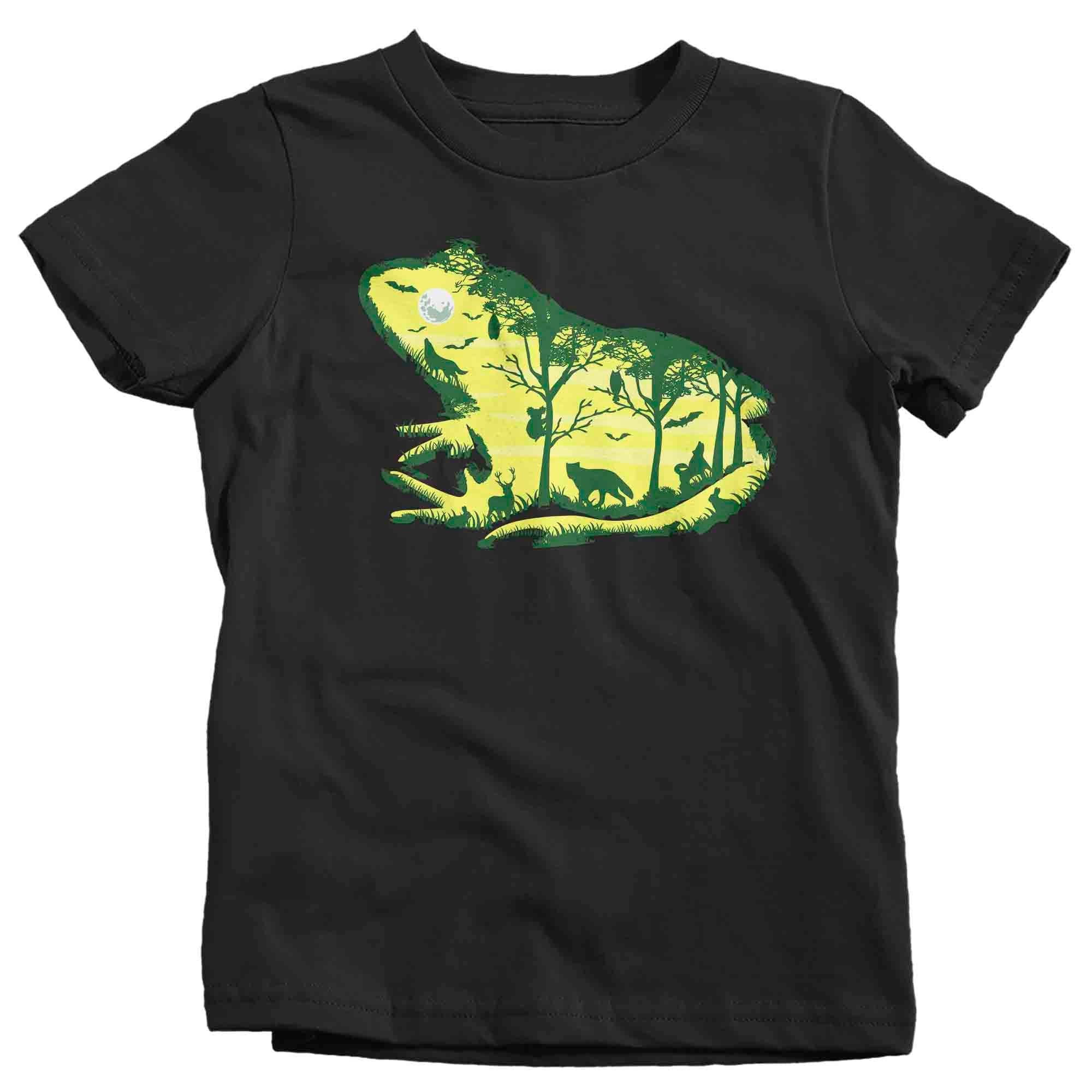 Kids Frog Shirt Forest T Shirt Graphic Tee Toad Gift Amphibian Tee Streetwear Exotic Jungle Cool Illustration Boy’S Girl’S Youth Soft Cotton