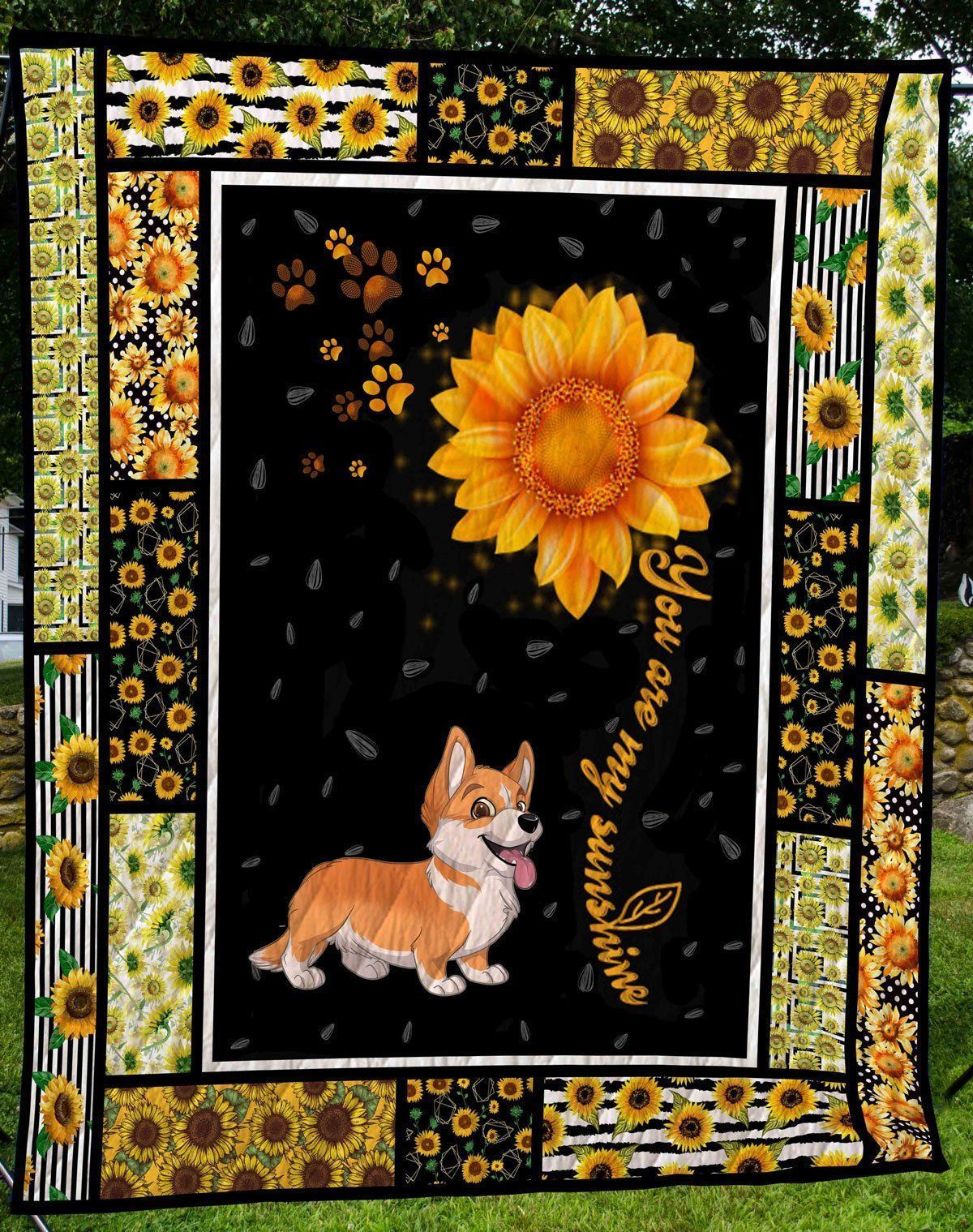 Corgi You Are My Sunshine LTVB0232 3D Customized Quilt