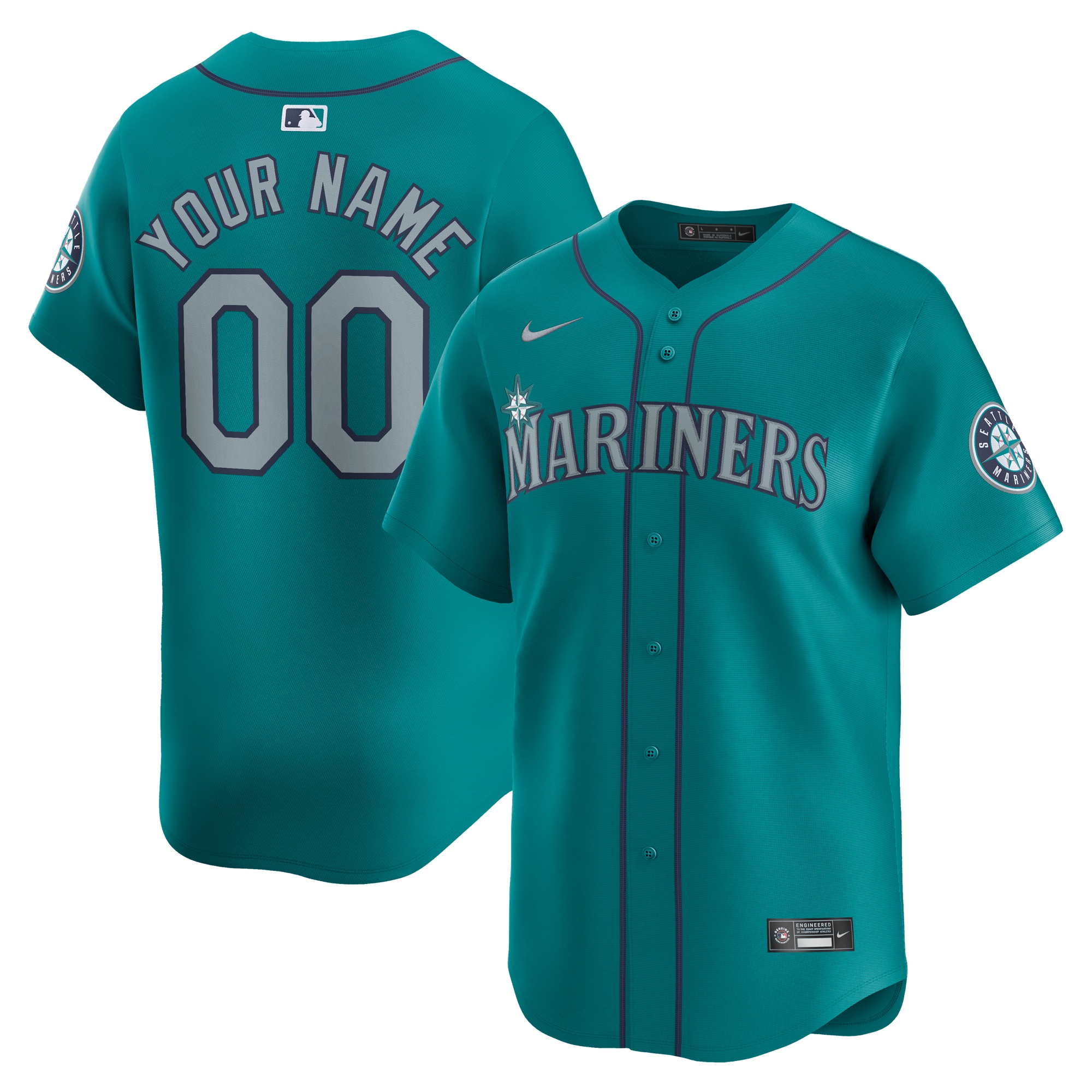 Seattle Mariners Alternate Limited Custom Jersey  Aqua