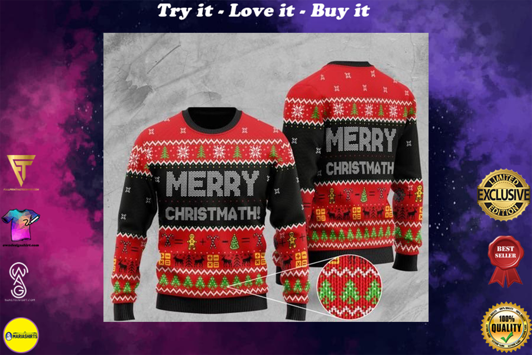 [High Quality] Merry Christmath Math Christmas Ugly Sweater