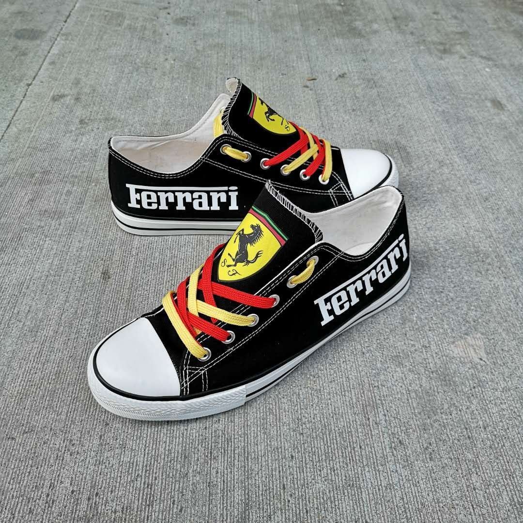 Love Ferrari Black Low Top Shoes, Ferrari Low Top, Birthday Gift, Motor Sport Lovers Shoes, Gift for Car Drivers Fathers Day