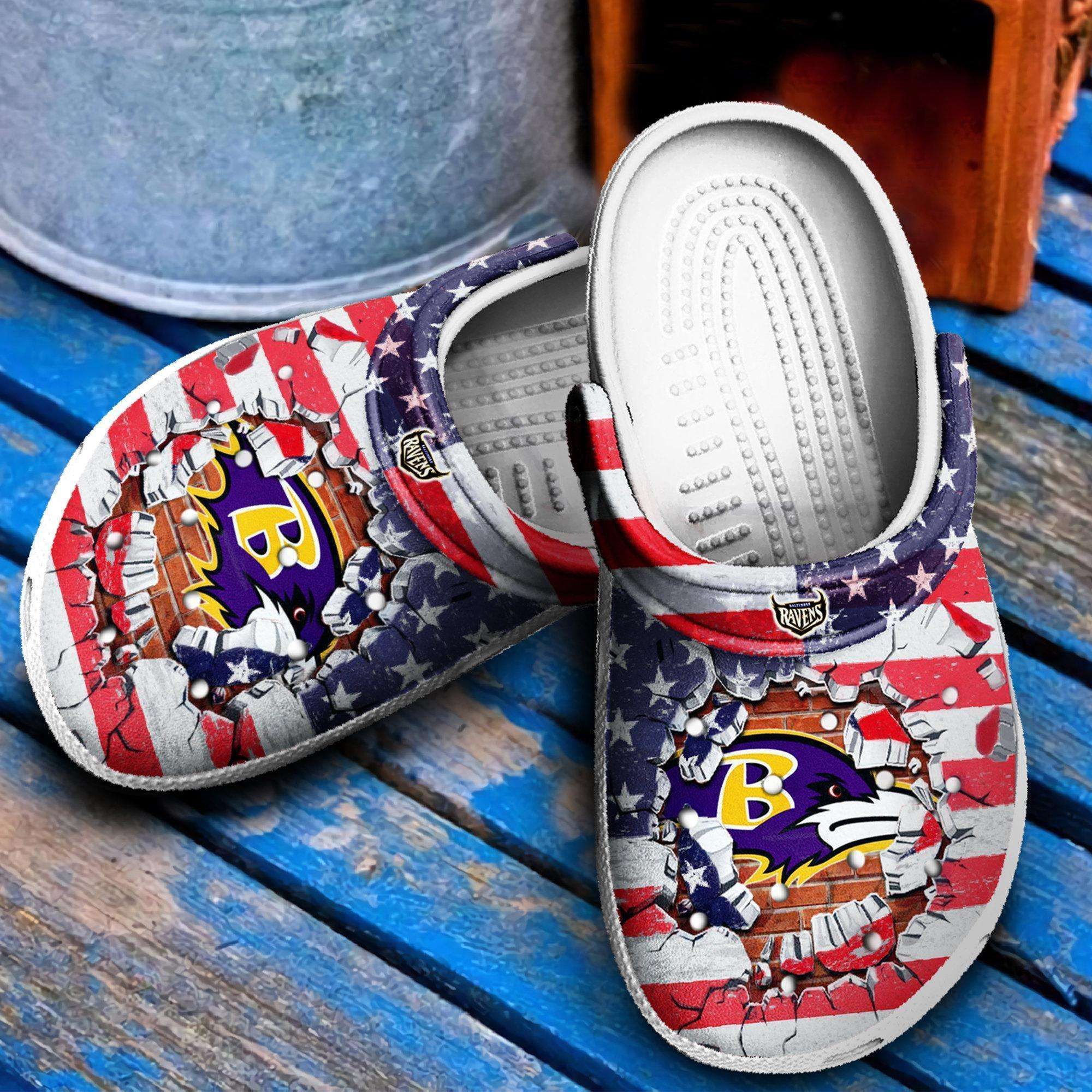 Baltimore Ravens Nfl Rubber Crocs Crocband Clogs Comfy Footwear Tl97