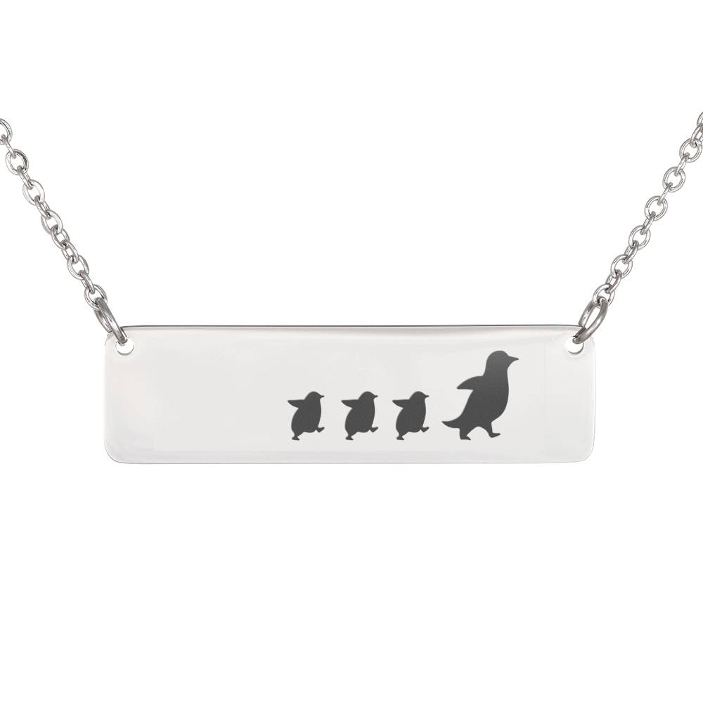 Personalized Mama Penguin + 3 Chicks – Necklace