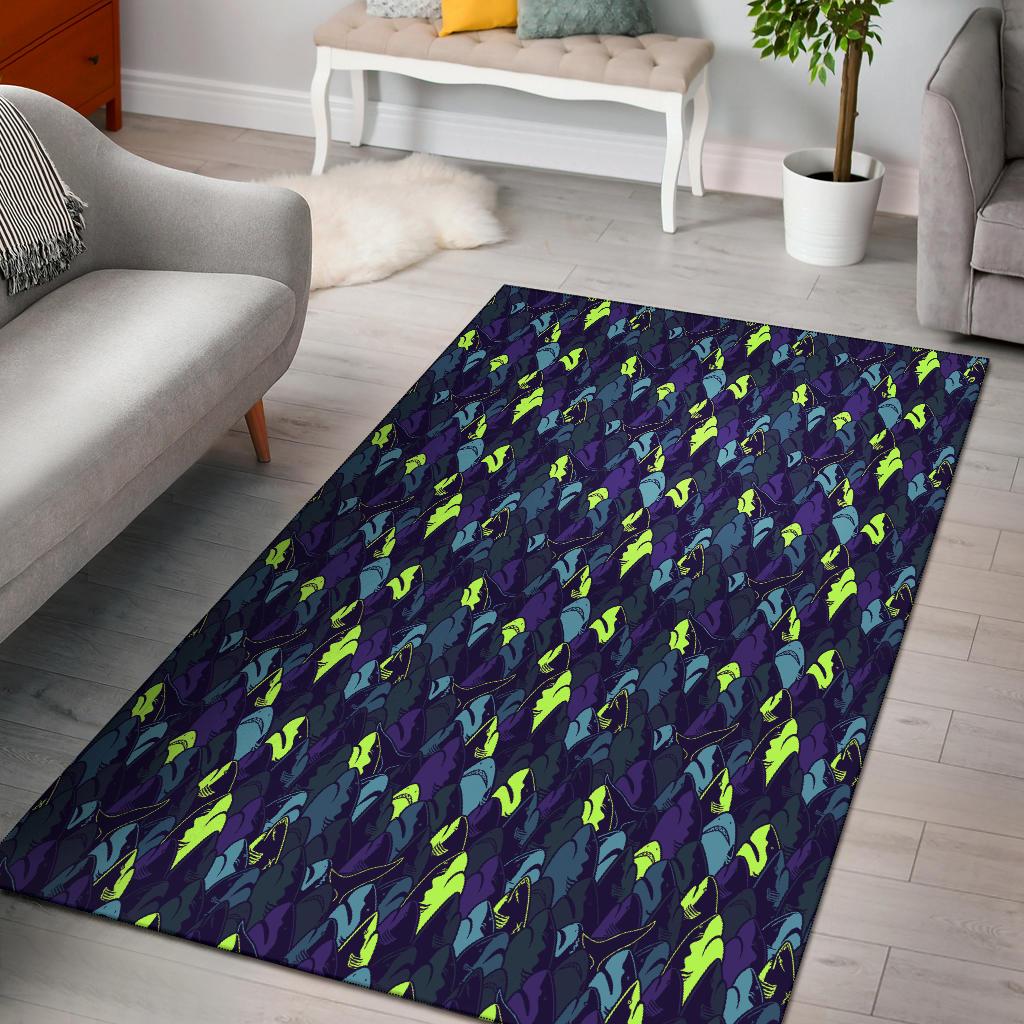 Shark Neon Color Print Area Rugs