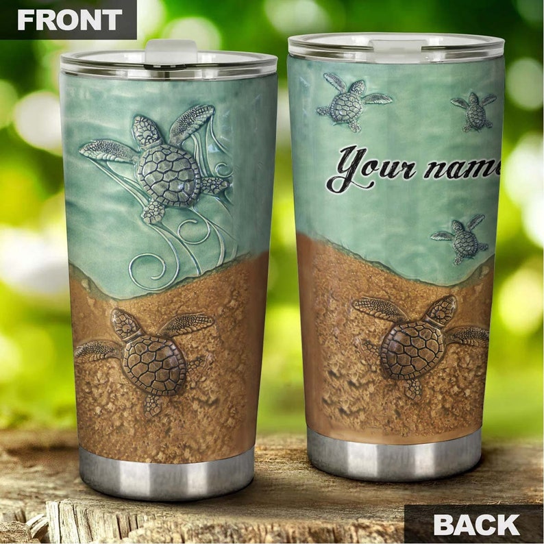 Turtle Ceramic Fancy Style Personalized Tumbler-Turtle Present-Unique Tumbler-Birthday Christmas Gift For Turtle Lover