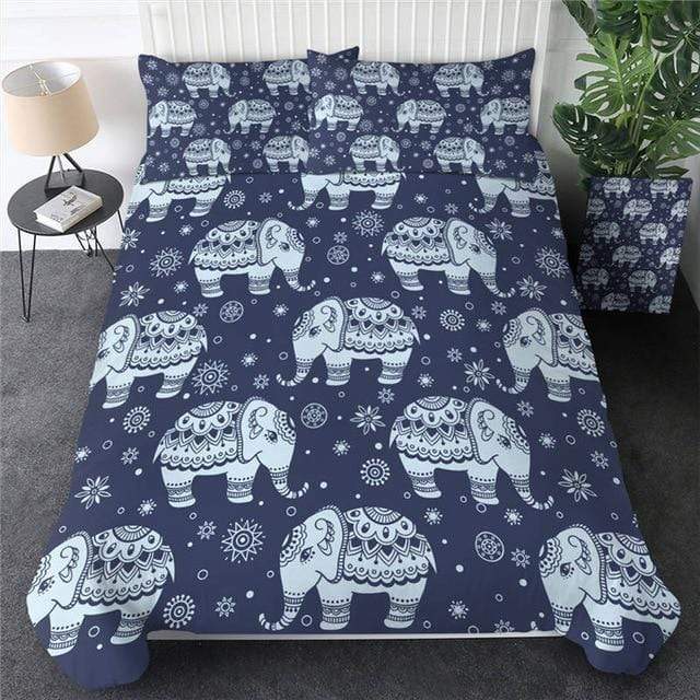 Rainbow Mandala Elephant 3 Pieces Quilted Comforter Set