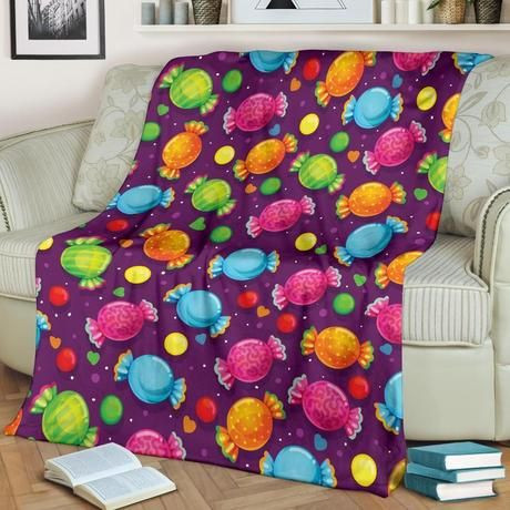 Candy Colorful Lollipop Best Seller Fleece Blanket Gift For Fan, Premium Comfy Sofa Throw Blanket Gift 1