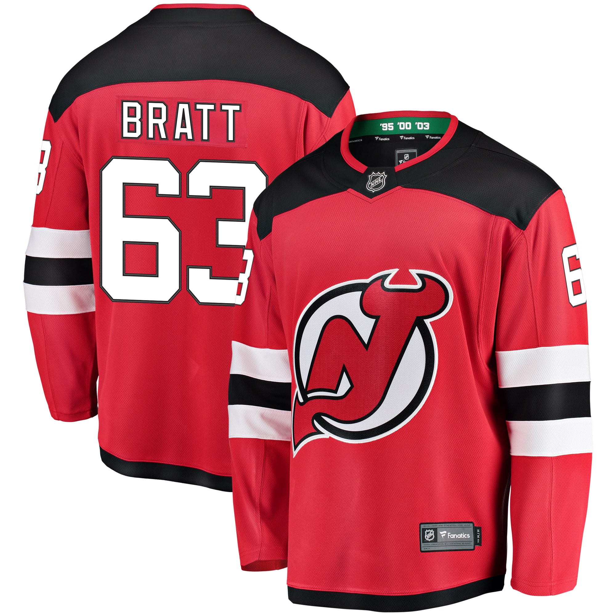 Men's New Jersey Devils Jesper Bratt Red Home Breakaway Player Jersey