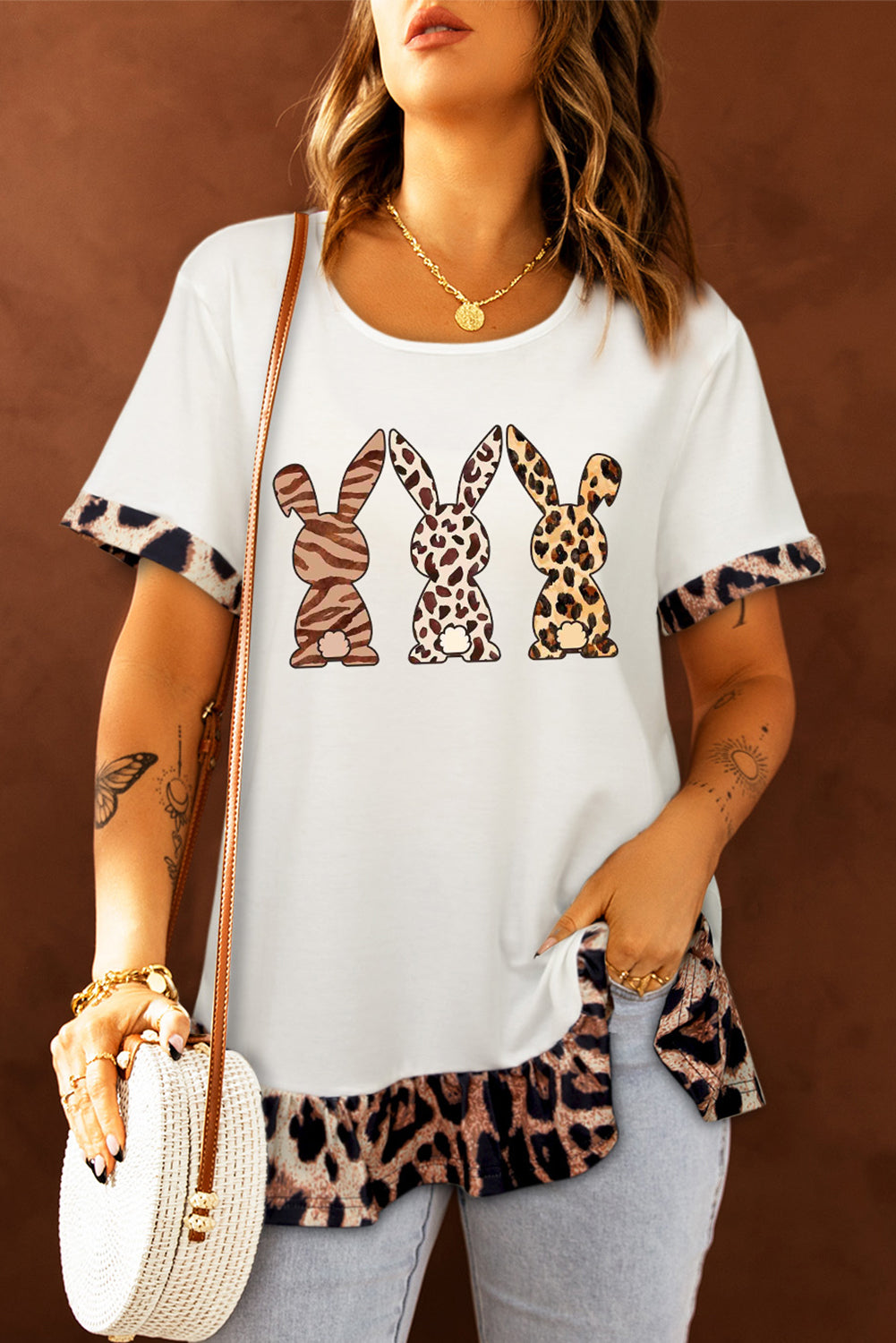 Leopard Easter Bunny Short Sleeve T-Shirt