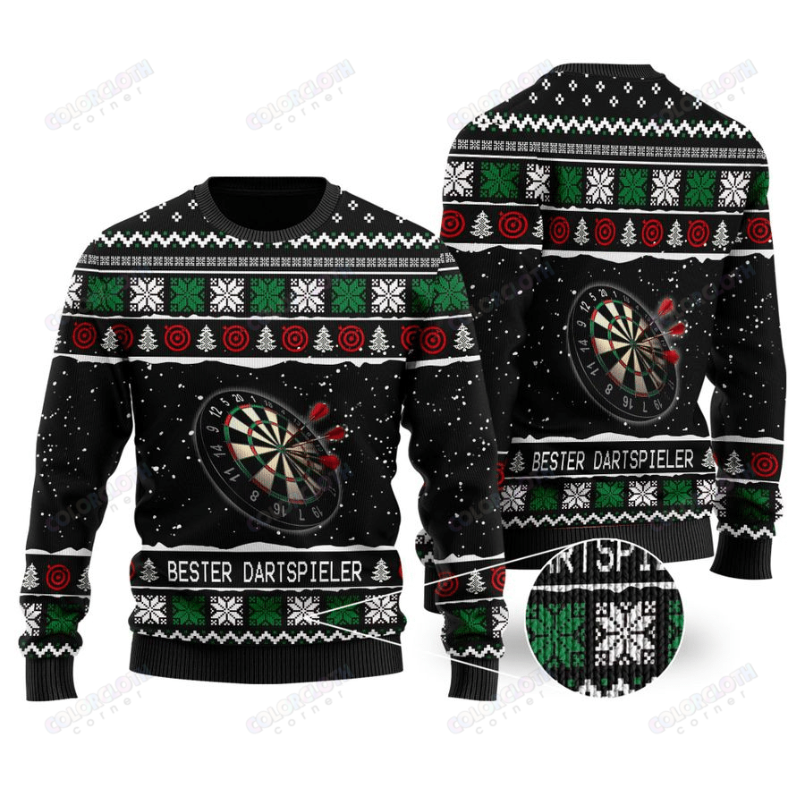 Bester Dartspieler Ugly Sweater With Christmas Patterns For Darts And Sport Lovers Tv056907