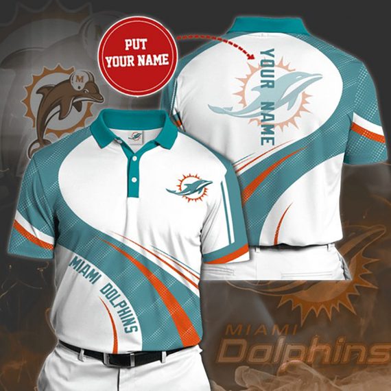 Gift For Him Gift For Husband Miami Dolphins Custom Name Polo Shirt