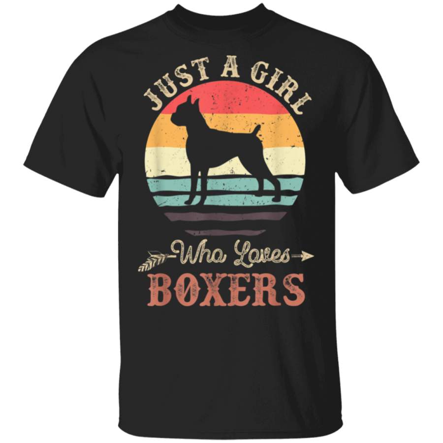 Just A Girl Who Loves Boxer Vintage Gift Dog Lover Tshirt