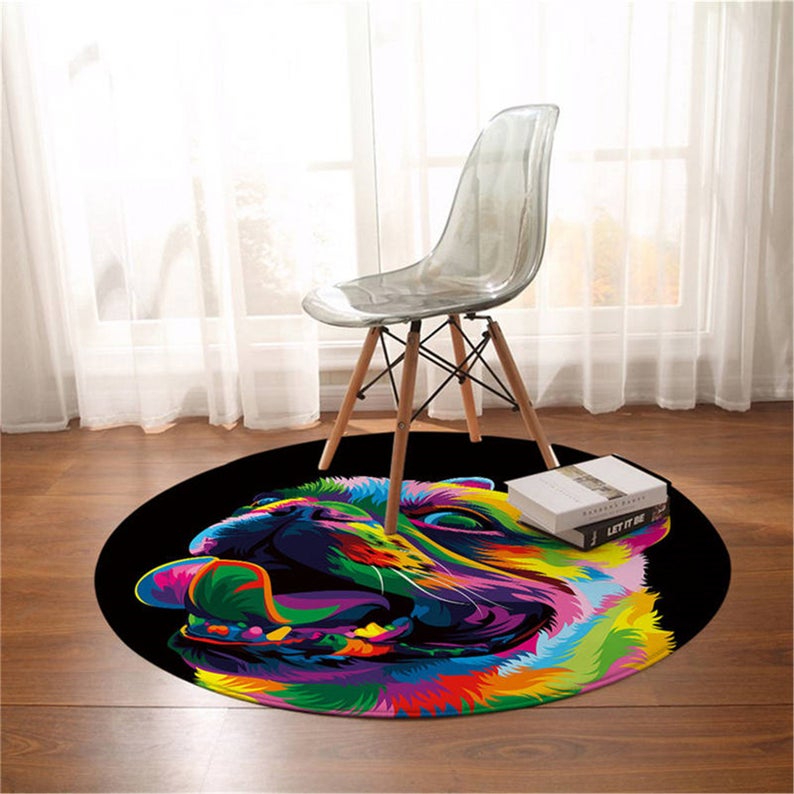 The Royal Round Carpet Watercolor Animal Print Area Rugs Rainbow Colorful Floor Mat For Living Room