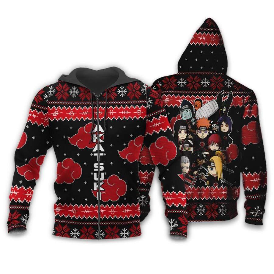 Akatsuki Ugly Sweater Naruto Akatsuki Clan Anime Hoodie Jacket