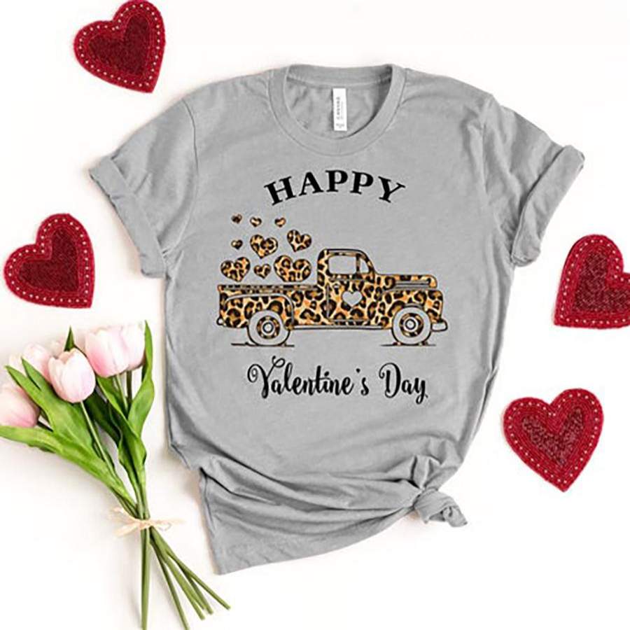 Animal Print Truck, Happy Valentines Day, Valentines Day Shirt For Couple, Heart Shirt, Cute Valentine Shirt, Valentines Day Gift