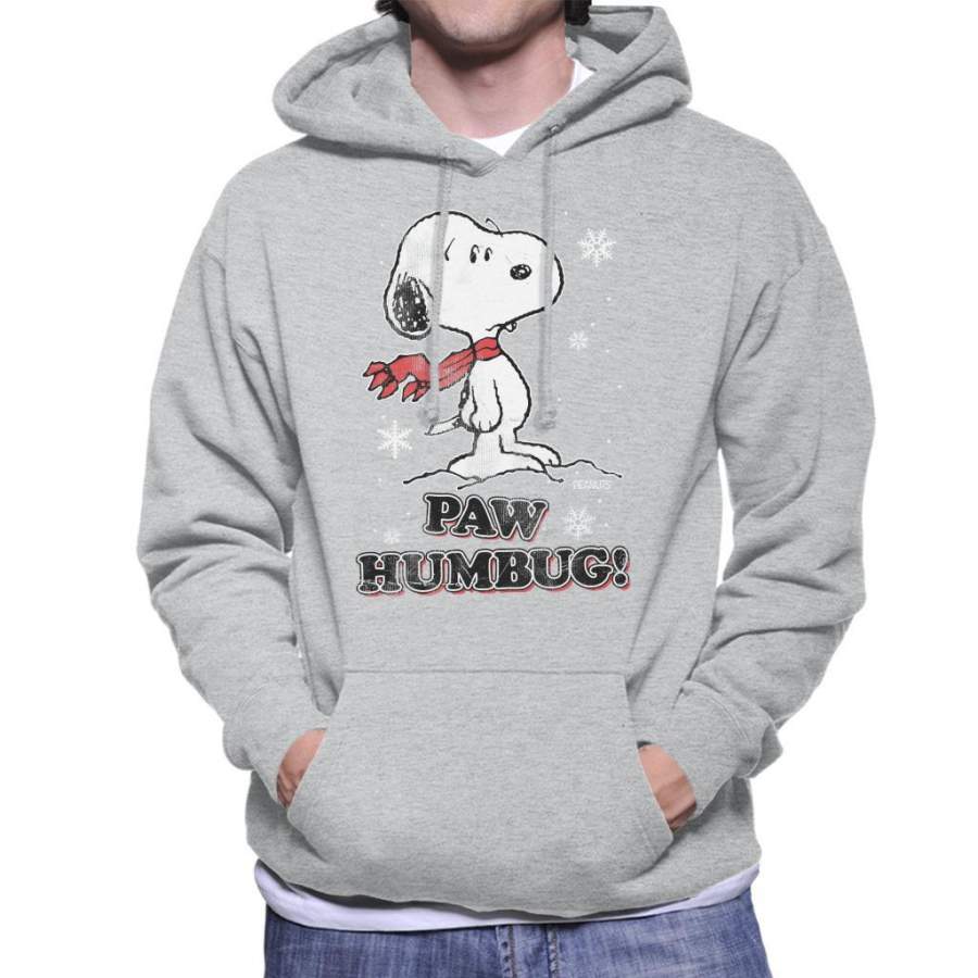 Peanuts Christmas Paw Humbug Snoopy Men’s Hooded Sweatshirt