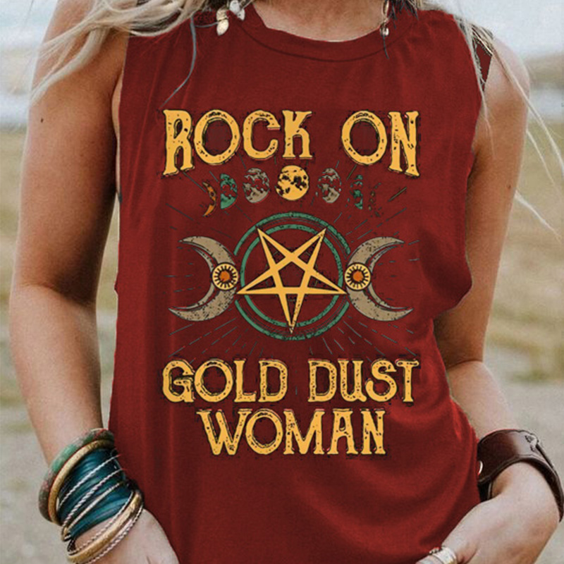 2021 Summer Rock on Gold Dust Woman Shirt Vintage Goddess Sleeveless Shirts Stevie Nicks T-Shirts Full Figured Tee Shirt Y2k Top alx