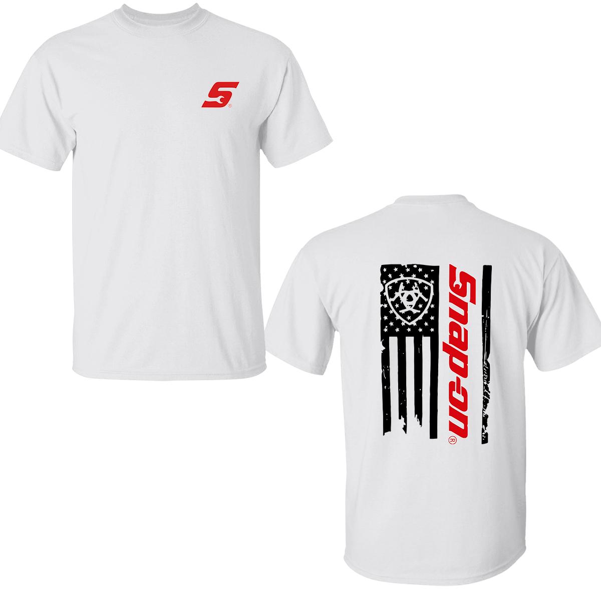 Snap-on Flag Graphic 2 Sides T-Shirt, Iconic Trendy 2-Sided T-Shirt For Men & Women, Working Tool Apparel For Workers, Perfect Gift For Him Or Her