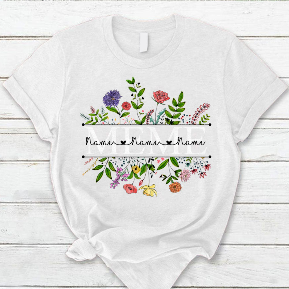 Personalized Wildflowers Meme And Grandkids Name Shirts For Meme