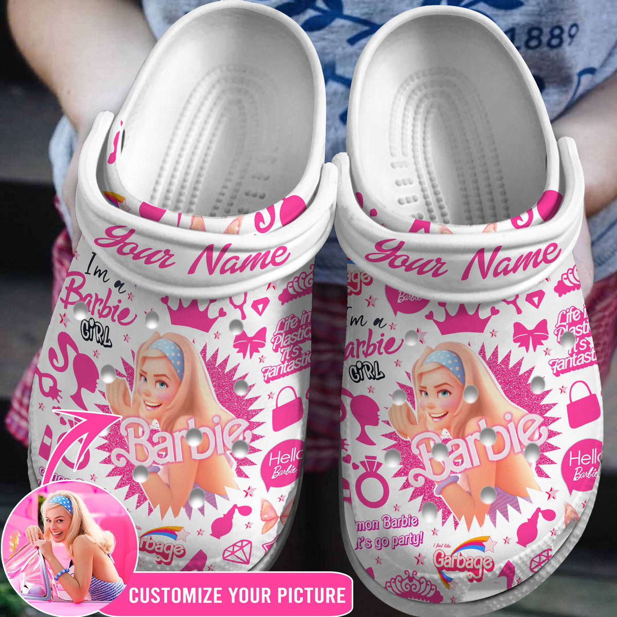 Barbie Personalized Movie Crocs Crocband Clogs Shoes Comfortable For Men Women and Kids