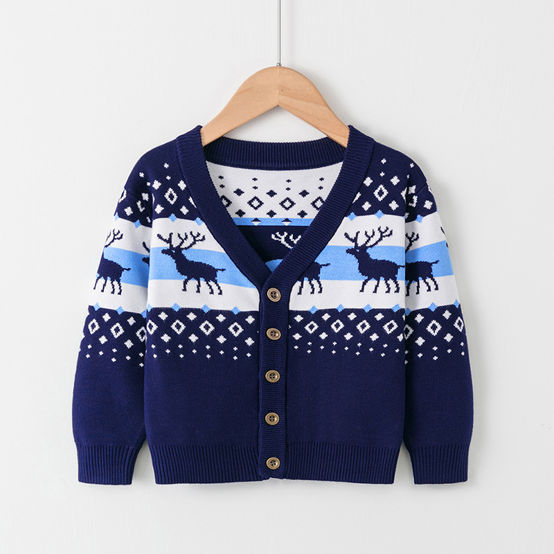 Baby Boy Girl Christmas Sweaters 2022 Winter Clothes for Kids Cardigans Full Sleeve Button Knit Cardigan Sweater Pullover Suéter alx