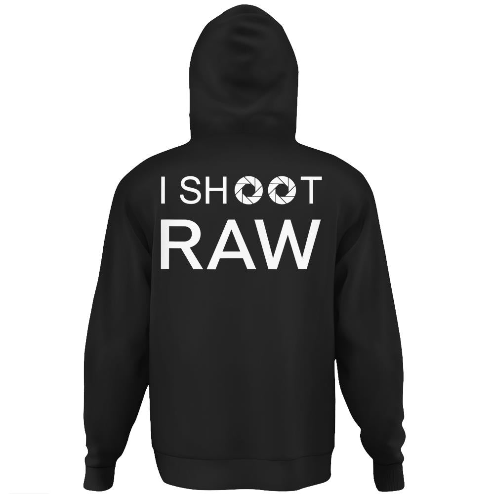 I Shoot Raw Hoodie Print On Back