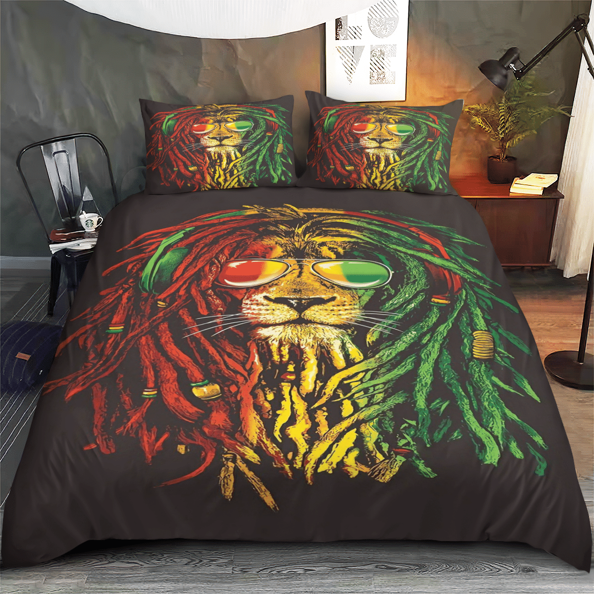 Wooni Rasta Lion Bedding Set, Duvet Cover And Pillow Case Wn05012242