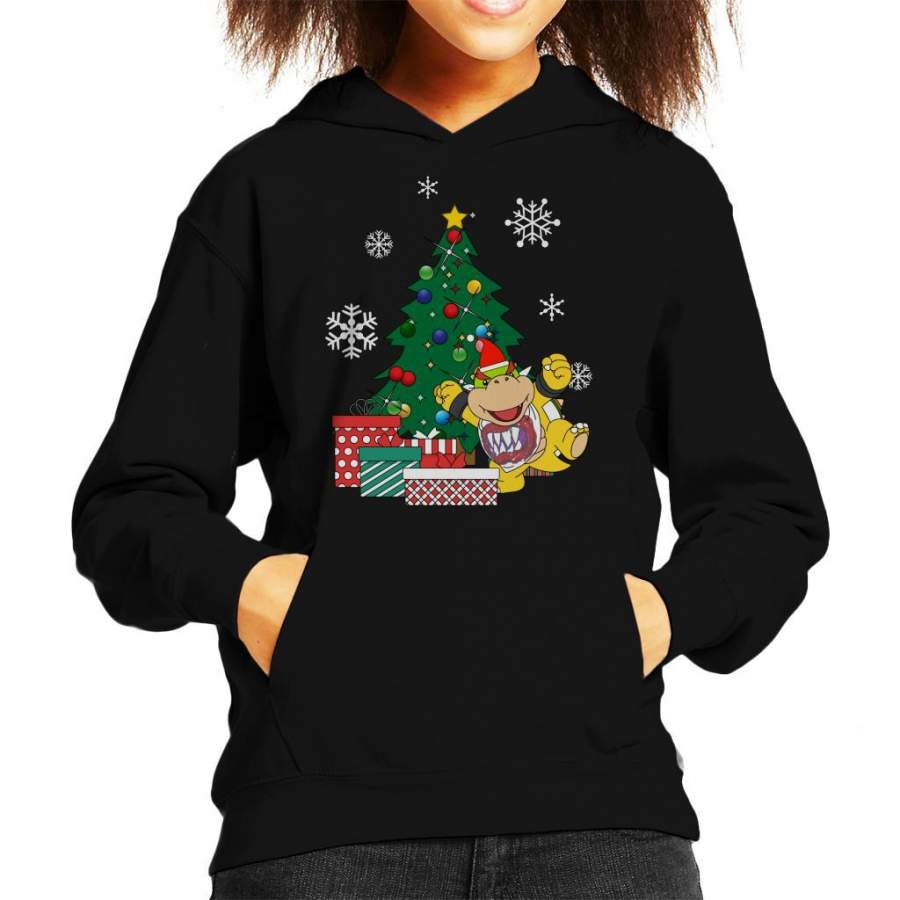 Bowser Jr Around The Christmas Tree Mario Kid’s Hooded Sweatshirt