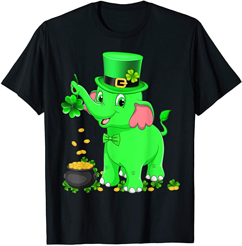 St Patrick’s Day Elephant Lover Green Leprechaun Elephant T-Shirt