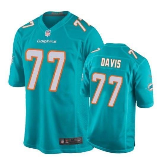 Dolphins Jesse Davis Game Aqua Mens Jersey