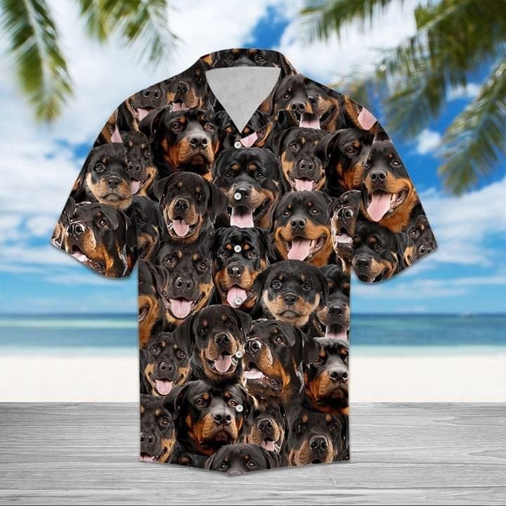 Rottweiler Dog Funny Hawaii Graphic Print Short Sleeve Hawaii Casual Shirt Ha63268