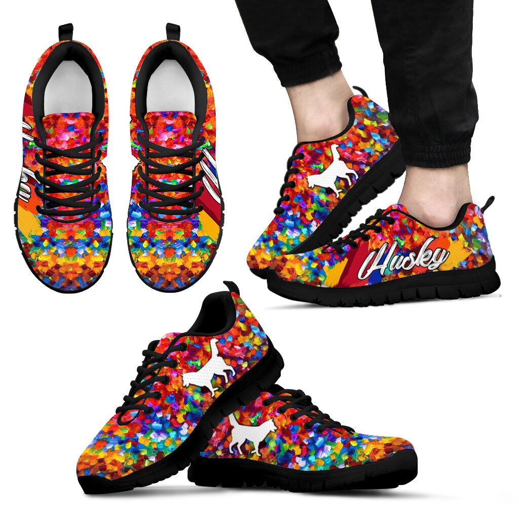 Husky Dog Lover Shoes Paint Art Sneaker Walking Shoes – Best Shoes For Dog Lover, Best Gift For Dog Mom