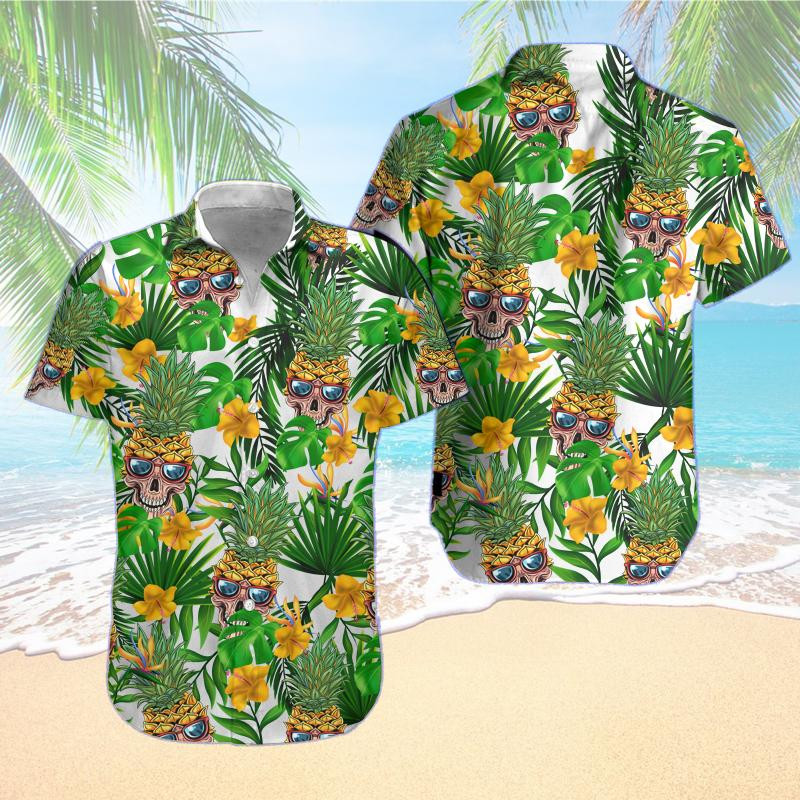 Skull Pineapple Tropical Hawaii Shirt Aloha Shirts Ha14906