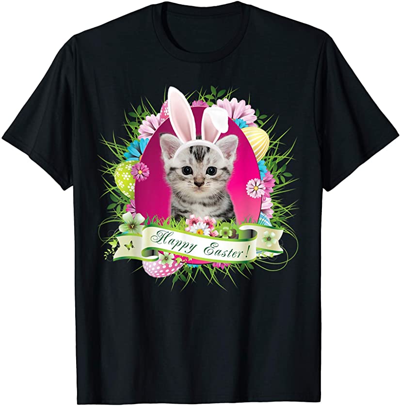 Bunny American Shorthair Cat Happy Easter Day Lover Egg Hunt T-Shirt