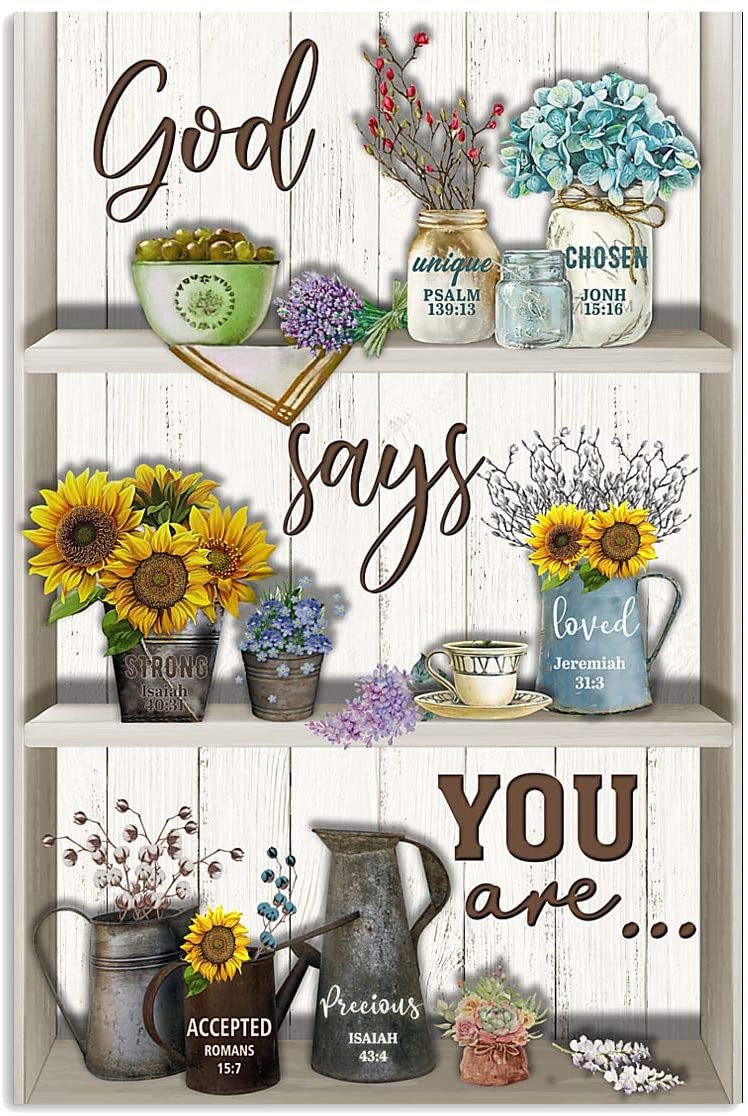 Vintage Flowers – God Say You Are Accepted Precious Unique Poster Art Print      Home Decor Gift For Men Women Family Friend On Birthday Xmas