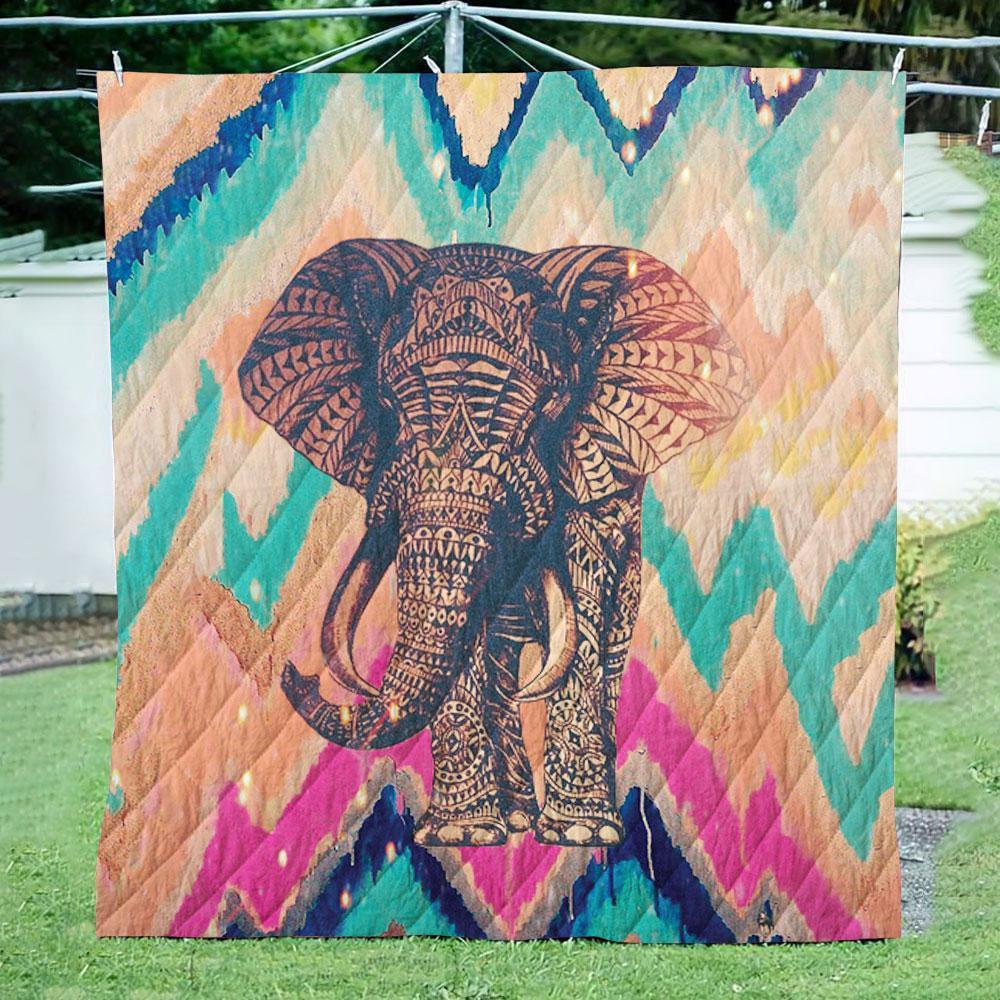 Elephants  Looking For Something  Quilt Blanket