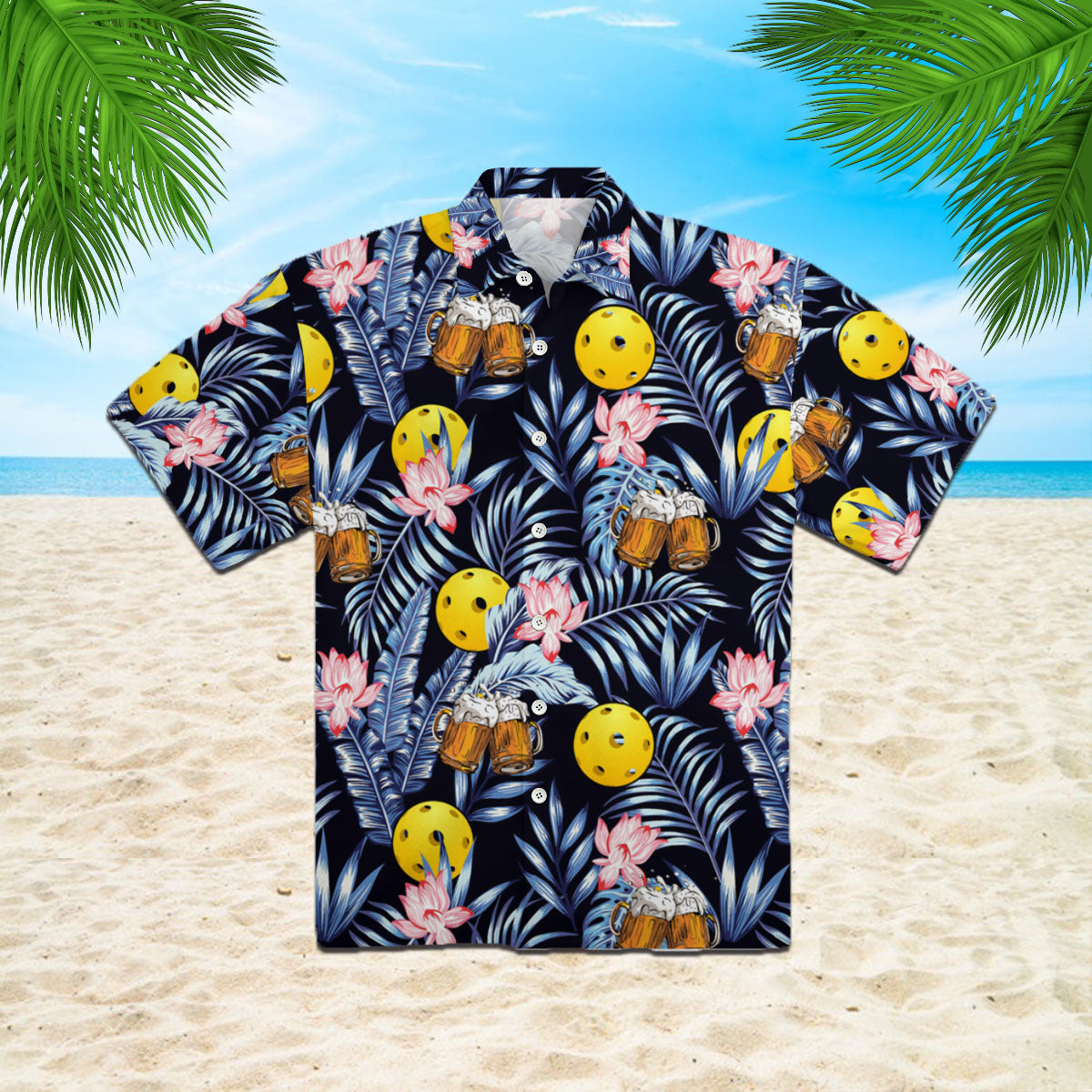 Pickleball Beer Regular Fit Slim Fit Casual Hawaiian Shirt – For Men And Women